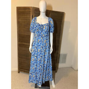 Blue Floral Plus-Size Maxi Dress